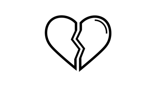 Broken Heart Icon, Symbol of Love Loss and Sadness