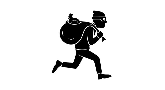 Burglar Running with Stolen Chicken in Sack