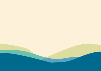 Naklejka premium Abstract Layered Wave Landscape Background, Minimalist Blue Green Nature Gradient Illustration