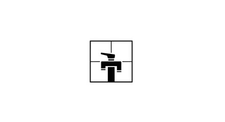 Fototapeta premium Abstract Geometric Robot Icon with Crosshairs Target Symbol