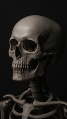 Fototapeta premium Realistic skeleton on dark mobile wallpaper