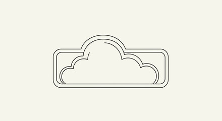 Fototapeta premium Cloud Shape Emblem Outline, Minimalist Design Element, Abstract Symbol