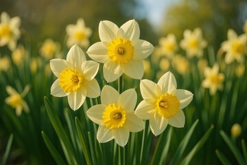 Fototapeta premium Vibrant daffodils blooming in spring