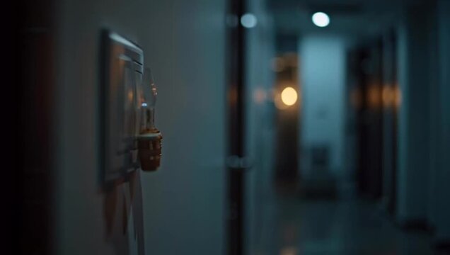 Cost Living Crisis hand turning off light switch for energy saving