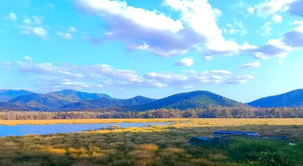 Obraz premium View of Mae Teap reservoir in Lumphun province Thailand.