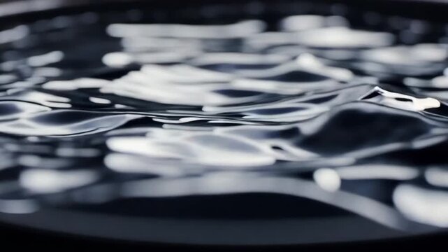 Futuristic Liquid Chrome Ripples featuring a 10-Second Seamless Macro Loop of a High-Gloss Reflective Mercury Surface with Distorting Light and Metallic Silver Texture.