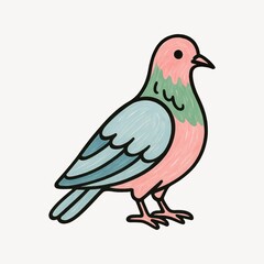 Fototapeta premium Colorful illustrated pigeon graphic.