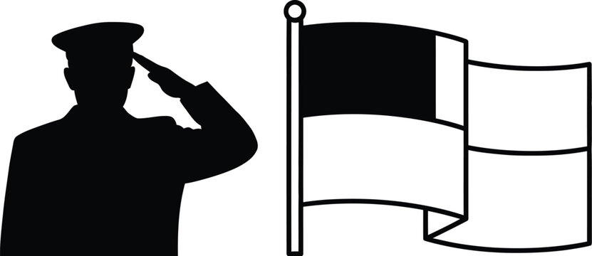 Soldier saluting french flag Vector