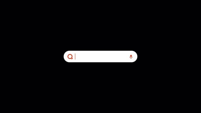 White minimalist search bar overlay with red accent icons and clean blinking cursor 4K UHD