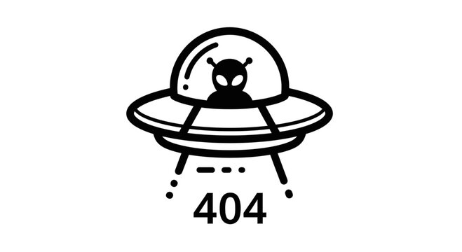 Alien UFO 404 Error Page Not Found Concept