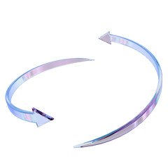 3d render iridescent glass arrows forming a circular cycle. Futuristic holographic reload sync symbol © Muhammad