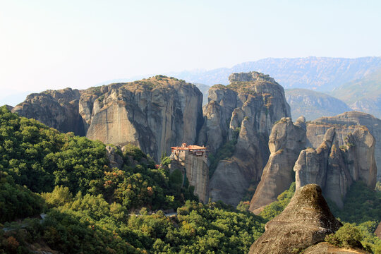 Rousanou Monastery Convent of St Barbara Meteora Greece August 2024 Ancient convent on high cliff