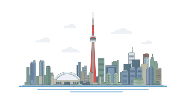 toronto city skyline with iconic cn tower