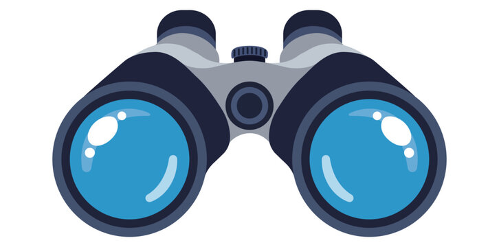 Binoculars Illustration with Optical Vision Tool and Flat Design