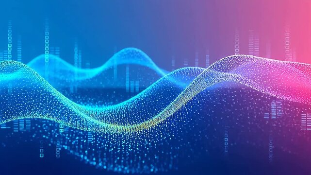 Abstract digital wave with glowing particles