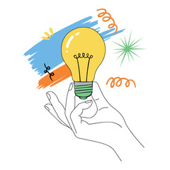Illumination of Idea: An illuminated light bulb held gently by a hand, symbolizing the spark of an innovative concept. Emphasizing creativity, and solutions. © Rahed Ul Islam