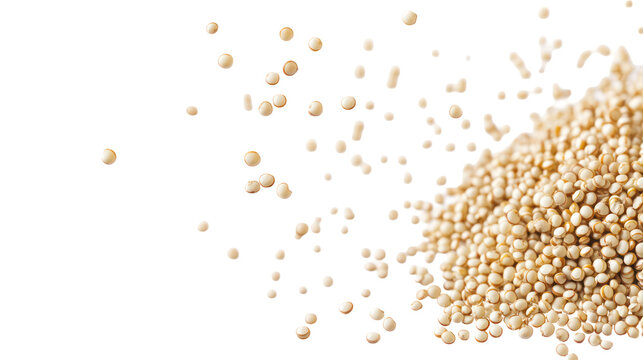 A pile of quinoa grains on transparent background