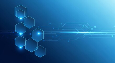 Fototapeta premium Futuristic Blue Hexagonal Circuit Board Network Connection Technology Background