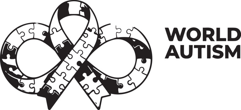 World Autism Awareness infinity puzzle symbol vector illustration design