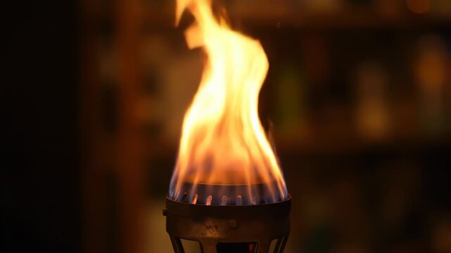 Close-up of a burning torch flame.