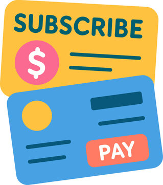 Subscribe payment credit card flat png illustration