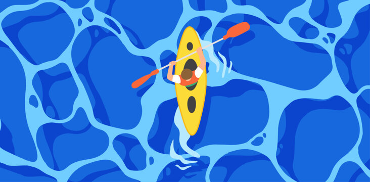 Person kayaking on blue ocean