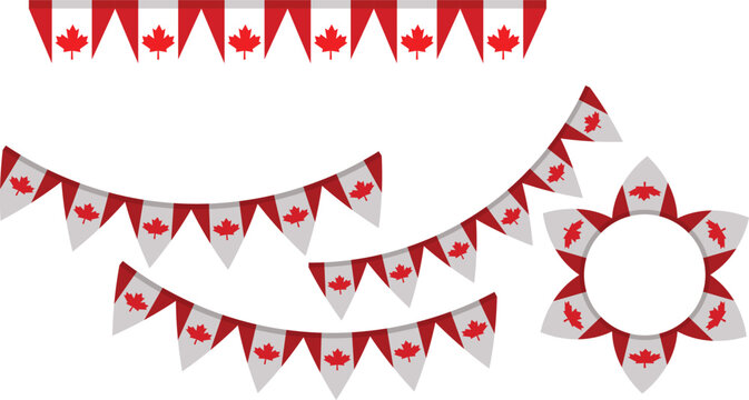 Canadian Flag Bunting and Circular Garland Canada maple leaf