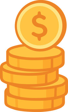 Stack of Gold Coins with Dollar Symbol Flat png Illustration