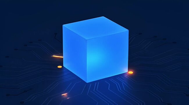 blue cube on black background