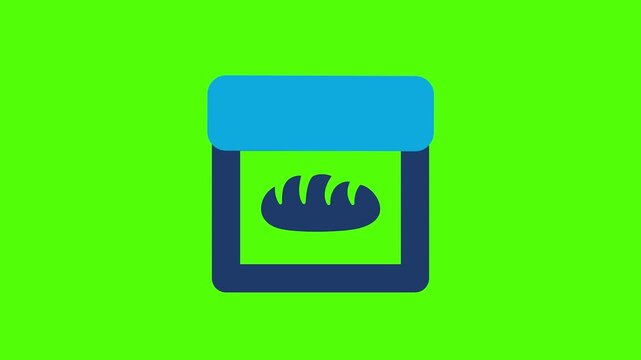 Bakery Icon: A simplistic bakery icon, depicting a loaf of bread in oven, with a clean and modern design and green background