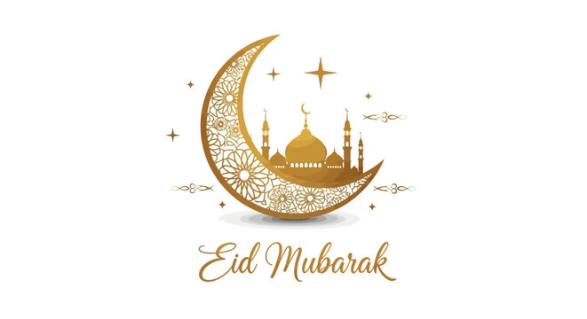 Eid Mubarak Islamic Holiday Greeting Symbol.