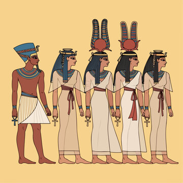 Cartoon vector illustration of ancient Egyptian life