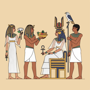 Cartoon vector illustration of ancient Egyptian life