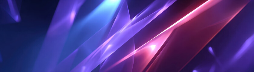 Abstract violet and blue light ribbons glow with soft diffusion and dynamic diagonal streaks creating futuristic atmospheric background with subtle gradient and luminous depth
