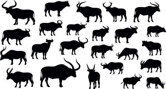 Collection of diverse african wildlife silhouettes featuring various antelope species