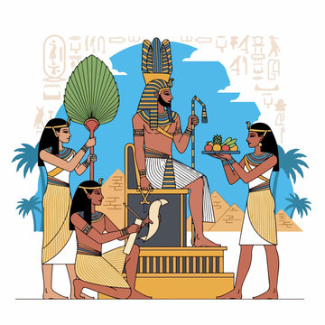 Cartoon vector illustration of ancient Egyptian folk life