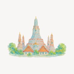 Obraz premium Colorful sketch of Wat Arun.