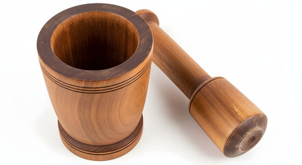 Classic Wooden Amam Dasta Grinding Tool Isolated on White Background