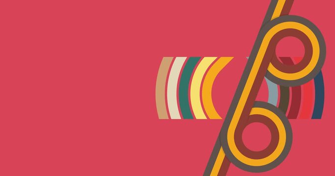 Retro 70s Background animation with Groovy 1970s art video. Minimalistic Vintage design, old-fashioned color artwork.