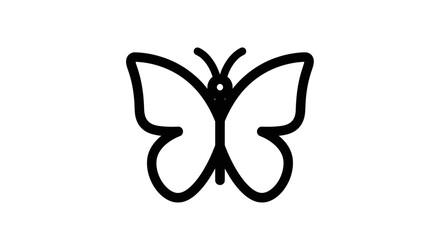 Fototapeta premium Simple black line butterfly drawing.