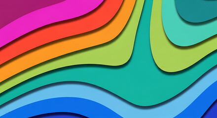 Stunning abstract layered paper art design featuring vibrant rainbow gradient and flowing organic shape for contemporary digital background and creative artistic wallpaper project.