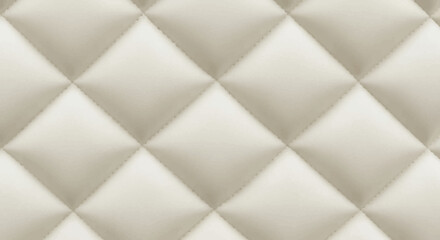 Fototapeta premium White leather texture with diamond stitching pattern closeup