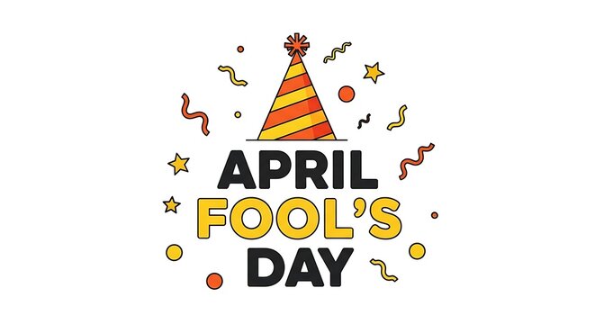 April Fools Day Celebration with Festive Hat and Confetti.