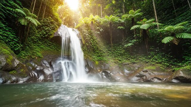 Waterfall in green forest 4.