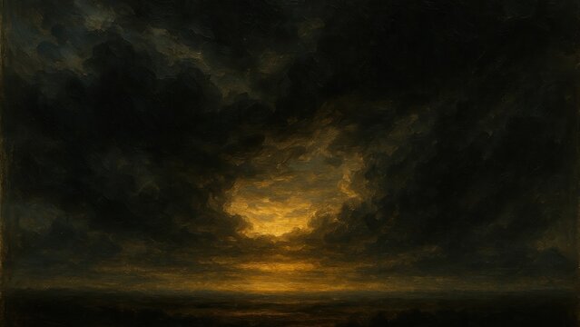 Dramatic sunset painting wallpaper for desktop screen