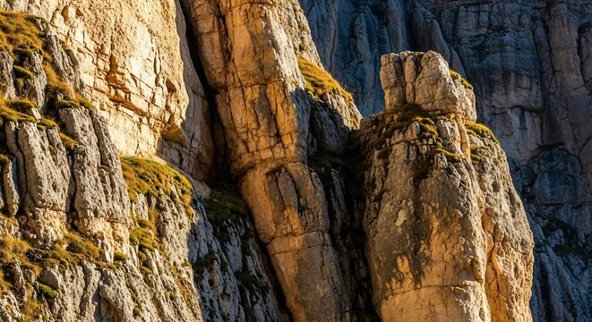 Rocky mountain formation sunlight