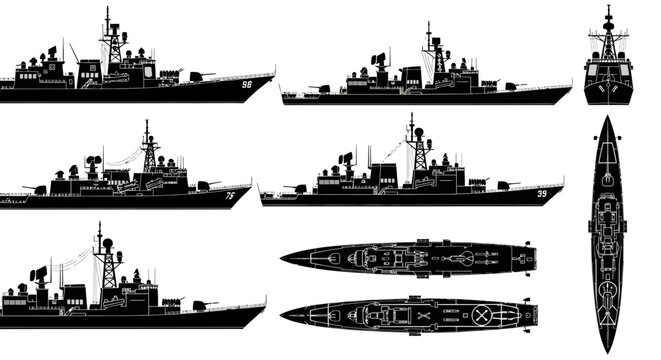 Modern Guided Missile Destroyer Naval Illustration