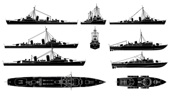 World War II Destroyer Warship Naval Illustration