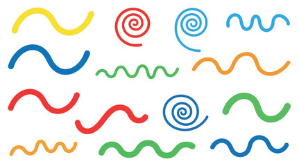 Naklejka premium Set of 16 colorful wave and spiral line icons vector