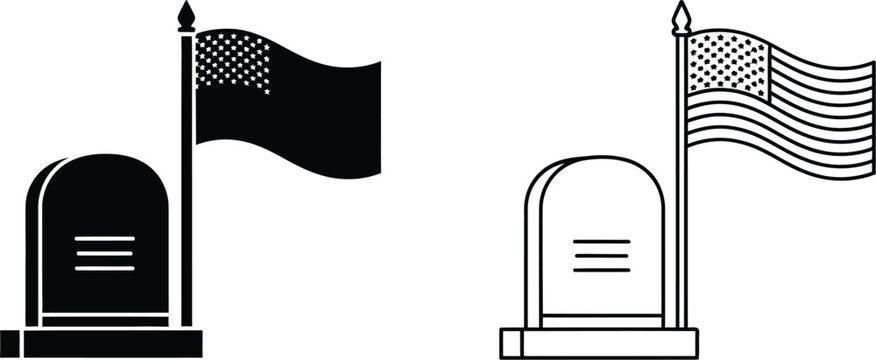 Tombstones with american flags Vector